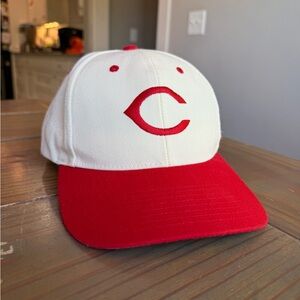 VTG Cincinnati Reds Twins Enterprise SnapTab Vintage Khaki Red Structured Rare